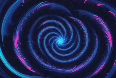 The primary subject of the image is a spiral pattern, which is the main object, scene, or focus of the image. The spiral pattern is set against a dark background, creating a striking contrast. The visual style of the image is digital art, as it appears to be a digital illustration or drawing. The dominant colors in the image are blue and purple, giving it a vibrant and visually appealing atmosphere.