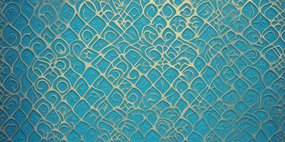 The primary subject of the image is a blue wall with a pattern of hearts. The setting is a room with a blue background. The visual style is a combination of digital art and illustration. The dominant colors are blue and white, creating a calm and serene atmosphere.