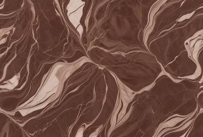 The image features a brown marble patterned surface with a swirling design. The primary subject is the marble pattern, which is the main focus of the image. The setting is a marble countertop, and the visual style is a close-up of the marble pattern. The colors and mood of the image are warm and earthy, with the brown marble creating a natural and elegant atmosphere.