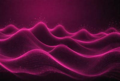 The primary subject of the image is a pink wave, which is the main object, scene, or focus of the image. The setting or background is a purple surface, which adds to the overall atmosphere. The visual style of the image is digital art, as it is a digital representation of a wave. The dominant colors in the image are pink and purple, creating a vibrant and lively mood.
