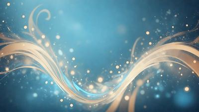 The primary subject of the image is a blue background with a swirling pattern of light and color. The setting is a blue sky, and the visual style is a digital art or illustration. The colors and mood of the image are predominantly blue and serene, creating a calming atmosphere.