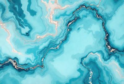 The primary subject of the image is a blue and white marbled tile. The setting is a bathroom, as indicated by the presence of the marbled tile. The visual style is a digital art, as the image is a close-up of the tile. The dominant colors are blue and white, creating a calm and soothing atmosphere.