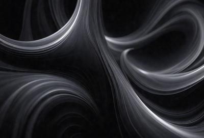 The primary subject of the image is a black and white photo of a swirling pattern, possibly a waterfall or a flowing substance. The setting is a dark background, which emphasizes the swirling pattern. The visual style is a black and white photo, giving it a classic and timeless appearance. The colors and mood of the image are predominantly dark and moody, with the swirling pattern being the main focus and source of visual interest.