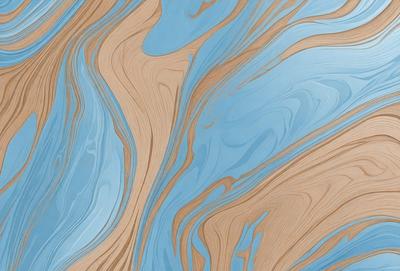 The primary subject of the image is a wooden surface with a blue background. The setting appears to be a swimming pool, as the wooden surface is described as a pool deck. The visual style of the image is a combination of a photo and a digital art, as it features a blue and brown color scheme. The dominant colors are blue and brown, creating a serene and relaxing atmosphere.