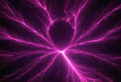 The primary subject of the image is a pink heart-shaped light, which is the main focus of the scene. The heart is surrounded by a purple background, giving the image a vibrant and lively atmosphere. The visual style of the image is a combination of digital art and illustration, creating a unique and eye-catching design. The colors and mood of the image are predominantly pink and purple, evoking feelings of love, warmth, and positivity.