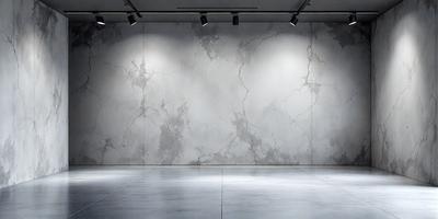 The primary subject of the image is a large, empty room with a white marble wall. The setting is a modern, minimalist space with a clean and bright atmosphere. The visual style is a realistic, high-resolution photograph of the room. The colors and mood are predominantly white, giving the room a clean and sterile appearance.