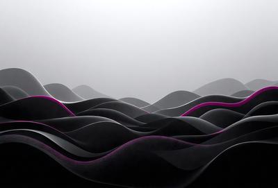 The primary subject of the image is a large, abstract, and colorful design, which appears to be a digital art piece or an illustration. The setting is a gray background, which contrasts with the vibrant colors of the design. The visual style is a combination of digital art and illustration, creating a unique and eye-catching pattern. The dominant colors in the image are pink and black, giving the design a bold and striking appearance.