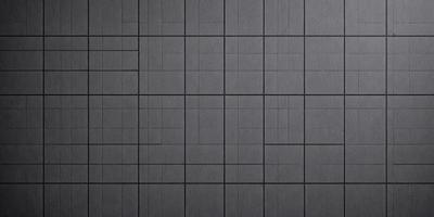 The primary subject of the image is a black and white wall with a pattern of squares. The setting is a room with a black background, giving the image a stark and minimalist appearance. The visual style is a close-up of the wall, emphasizing the pattern of squares. The colors and mood of the image are predominantly black and white, creating a sense of simplicity and elegance.