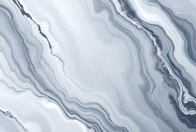 The image features a marble-like pattern with a mix of grays, blues, and whites. The primary subject is a close-up of the marble pattern, showcasing its intricate details. The setting is a white background, which highlights the marble pattern. The visual style is a close-up of the marble pattern, giving it a realistic and textured appearance. The colors and mood of the image are predominantly neutral, with a touch of elegance and sophistication.