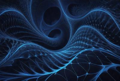 The primary subject of the image is a blue, swirling, and intricate pattern. The setting is a dark background, which contrasts with the blue pattern. The visual style is a digital art or illustration, as the pattern appears to be a digital creation. The colors and mood of the image are predominantly blue, creating a sense of depth and complexity.