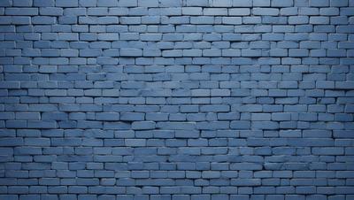 The primary subject of the image is a blue brick wall. The setting is a brick wall, and the visual style is a photo. The dominant colors are blue and white, creating a calm and serene atmosphere.