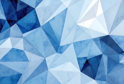 The primary subject of the image is a blue and white geometric pattern, which appears to be a digital art or illustration. The setting is a blue background, and the visual style is a combination of digital art and geometric patterns. The dominant colors are blue and white, creating a calm and soothing atmosphere.