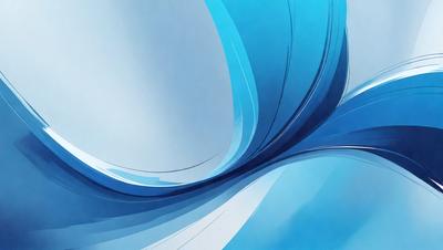 The primary subject of the image is a blue and white painting of a wave. The setting is a blue background, and the visual style appears to be a digital art or illustration. The dominant colors are blue and white, creating a calm and serene atmosphere.