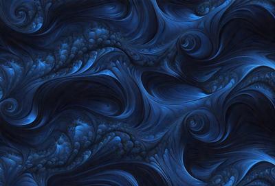 The primary subject of the image is a blue and white swirling pattern, which appears to be a digital art or illustration. The setting is a blue background, and the visual style suggests that it is a digital artwork or a painting. The dominant colors in the image are blue and white, creating a calm and soothing atmosphere.