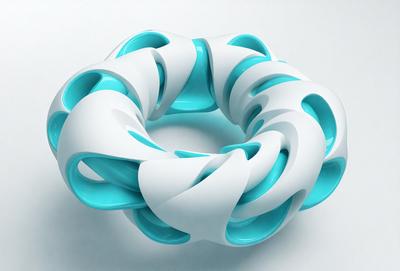 The primary subject of the image is a large, white, and blue spiral sculpture. The sculpture is made of white and blue plastic, giving it a modern and sleek appearance. The setting is a white background, which provides a clean and minimalist environment for the sculpture. The visual style of the image is a digital art or illustration, showcasing the intricate design of the spiral sculpture. The colors and mood of the image are predominantly white and blue, creating a sense of calmness and sophistication.