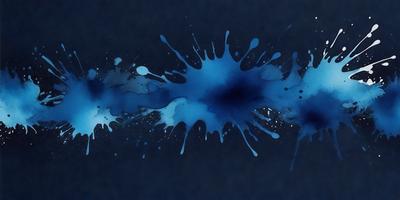 The primary subject of the image is a blue splash of paint, which appears to be a water splash or a blue blob. The setting is a dark blue background, which contrasts with the blue splash. The visual style is a digital art or illustration, as the blue splash is the main focus of the image. The colors and mood are predominantly dark and moody, with the blue splash being the only bright and vibrant element in the scene.