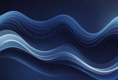 The primary subject of the image is a blue wave pattern, which is the main object, scene, or focus of the image. The setting or background is a dark blue surface, which provides a contrasting backdrop for the wave pattern. The visual style of the image is a digital art or illustration, as it is a computer-generated or digitally created design. The dominant colors in the image are blue and white, creating a calm and serene atmosphere.