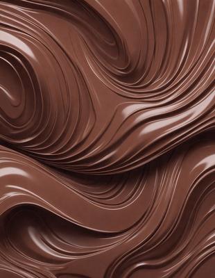 The primary subject of the image is a close-up of a chocolate-covered cake. The cake is decorated with swirls and curls, giving it a visually appealing and appetizing appearance. The setting is a kitchen, with the cake placed on a countertop. The visual style of the image is a close-up, which emphasizes the details of the cake's decoration. The colors and mood of the image are predominantly brown and warm, evoking a sense of indulgence and comfort.