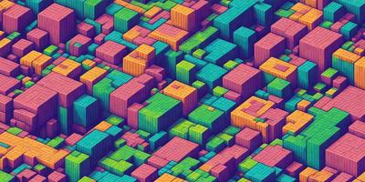 The primary subject of the image is a colorful, abstract, and intricate pattern made up of various shapes and colors. The setting is a blue and pink background, which adds to the vibrant and lively atmosphere of the scene. The visual style is a combination of digital art and illustration, creating a unique and eye-catching design. The colors and mood of the image are predominantly blue, pink, and green, giving it a cheerful and energetic vibe.