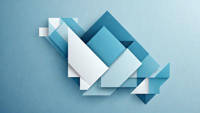 The primary subject of the image is a blue and white geometric pattern. The setting is a blue background, and the visual style appears to be a digital art or illustration. The dominant colors are blue and white, creating a clean and modern atmosphere.