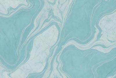The primary subject of the image is a marble-like patterned wallpaper. The setting is a bathroom, with the wallpaper covering the walls. The visual style is a combination of a photo and a digital art, creating a unique and intricate design. The dominant colors are blue and white, giving the bathroom a clean and sophisticated appearance.