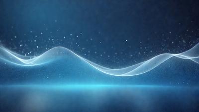 The primary subject of the image is a blue wave, which is the main object, scene, or focus of the image. The setting or background is a dark blue sky, and the visual style is a digital art or illustration. The dominant colors are blue and black, creating a calm and serene atmosphere.