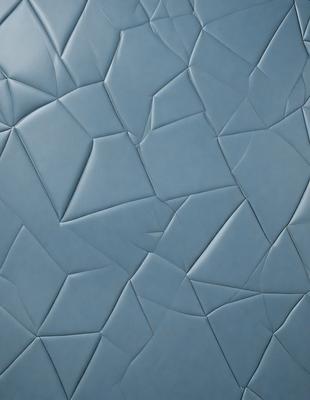 The primary subject of the image is a blue, textured surface with a patterned design. The setting is a close-up of the blue material, which appears to be a piece of fabric or a wall with a unique texture. The visual style is a close-up of the blue material, showcasing its intricate pattern and texture. The colors and mood of the image are predominantly blue, creating a calm and serene atmosphere.
