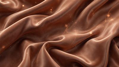 The primary subject of the image is a brown fabric, possibly a piece of velvet, with a pattern of orange streaks. The setting is a close-up of the fabric, showcasing its texture and pattern. The visual style is a combination of a photo and digital art, as the fabric appears to be a blend of the two. The colors and mood of the image are warm and inviting, with the orange streaks adding a touch of vibrancy to the brown fabric.