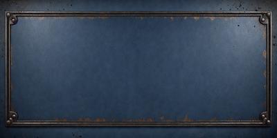 The primary subject of the image is a blue background with a rusted metal frame. The setting is a room with a blue wall, and the visual style is a combination of a photo and a digital art. The colors and mood of the image are predominantly blue, creating a calm and serene atmosphere.