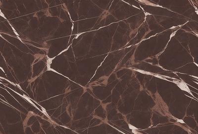 The image features a brown marble surface with a pattern of swirls and lines. The setting appears to be a room with a brown color scheme. The visual style is a close-up of the marble surface, showcasing its intricate design. The colors and mood of the image are warm and earthy, with the brown marble serving as the primary subject.