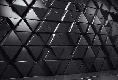 The primary subject of the image is a black and white patterned wall. The setting is a black background, and the visual style is a patterned wall. The dominant colors are black and white, creating a modern and minimalist atmosphere.