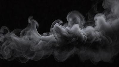 The primary subject of the image is a large, swirling cloud of smoke. The setting is a dark background, which contrasts with the smoke, making it the focal point of the image. The visual style is a black and white photo, giving the image a classic and timeless appearance. The colors and mood of the image are predominantly dark and moody, with the smoke creating a dramatic and mysterious atmosphere.