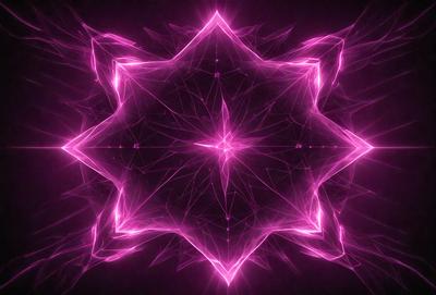 The primary subject of the image is a pink geometric pattern, which appears to be a digital art or illustration. The setting is a dark background, which contrasts with the bright pink pattern. The visual style is a combination of digital art and illustration, creating a unique and eye-catching design. The dominant colors are pink and purple, giving the image a vibrant and lively atmosphere.