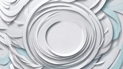 The primary subject of the image is a large white circle, which is the main focus of the scene. The circle is surrounded by a variety of white paper, creating a visually striking and artistic composition. The setting appears to be a studio or workspace, where the artist has created this unique and intriguing piece of art. The visual style of the image is a combination of digital art and illustration, with the use of paper and the circle as the central elements. The colors and mood of the image are predominantly white, giving it a clean, minimalist, and serene atmosphere.