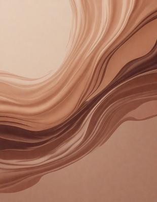 The primary subject of the image is a brown and white painting of a flowing waterfall. The setting is a wall, and the visual style is a painting. The dominant colors are brown and white, creating a sense of depth and movement in the artwork.