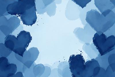 The primary subject of the image is a blue background with a pattern of hearts. The hearts are scattered throughout the background, creating a visually appealing and heartwarming scene. The setting appears to be a creative and artistic environment, possibly a digital art or illustration. The overall atmosphere is one of love and warmth, as the hearts symbolize affection and connection.