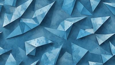 The primary subject of the image is a blue background with a pattern of triangles. The setting is a blue wall, and the visual style is a digital art or illustration. The dominant colors are blue and white, creating a calm and soothing atmosphere.