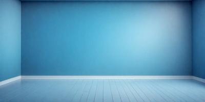 The primary subject of the image is a blue wall with a white border. The setting is a room with a blue floor. The visual style is a photo, and the colors and mood are predominantly blue, creating a calm and serene atmosphere.