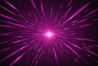 The primary subject of the image is a purple light, which appears to be a bright, pink light streak. The setting is a dark background, which contrasts with the bright light. The visual style is a close-up of the light, emphasizing its vibrant color. The colors and mood of the image are predominantly purple and pink, creating a sense of energy and excitement.