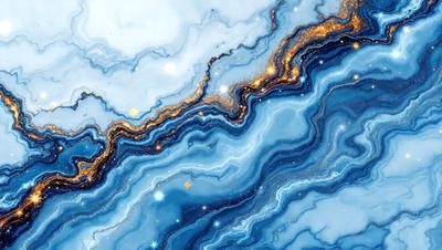 The primary subject of the image is a blue and gold swirling pattern, which appears to be a digital art or illustration. The setting is a blue and gold swirling background, creating a visually striking and vibrant atmosphere. The visual style is a combination of digital art and illustration, with the gold and blue colors creating a sense of depth and movement. The overall mood of the image is lively and dynamic, with the swirling pattern drawing the viewer's attention and creating a sense of motion and energy.