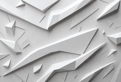 The primary subject of the image is a large, white, three-dimensional sculpture of a boat. The sculpture is made of a combination of white and grey materials, giving it a unique and artistic appearance. The setting is a white wall, which serves as the perfect backdrop for the boat sculpture. The visual style of the image is a blend of digital art and illustration, creating a striking and eye-catching piece of art. The colors and mood of the image are predominantly white and grey, giving it a clean and minimalist feel.