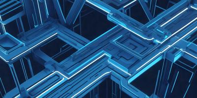 The primary subject of the image is a blue, geometric pattern. The setting is a dark blue background, which contrasts with the bright blue pattern. The visual style is digital art, as the pattern appears to be a digital creation. The colors and mood of the image are predominantly blue, creating a calm and serene atmosphere.
