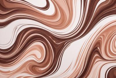 The primary subject of the image is a brown and white swirling pattern, which appears to be a painting or a digital artwork. The setting is a white wall, providing a clean and minimalistic background for the artwork. The visual style is a combination of photo and digital art, creating a unique and intriguing appearance. The colors and mood of the image are predominantly brown and white, with a sense of depth and movement conveyed through the swirling pattern.