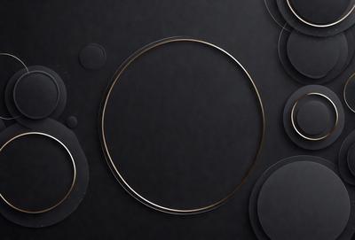 The primary subject of the image is a large, empty circle on a black background. The circle is the main focus of the image, and it appears to be a part of a larger design or pattern. The setting is a black background, which contrasts with the circle and adds to the overall mood of the image. The visual style of the image is a combination of photo and digital art, creating a unique and intriguing appearance. The colors and mood of the image are predominantly black, with the circle being the only significant color element, giving the image a bold and striking appearance.