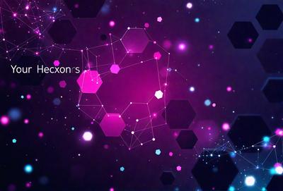 The primary subject of the image is a purple and pink nebula, which is a three-dimensional structure made up of many hexagons. The setting is a dark, starry sky, and the visual style is a digital art or illustration. The dominant colors are purple and pink, creating a serene and calming atmosphere.
