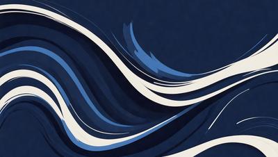 The primary subject of the image is a blue and white wave, which is the main focus of the scene. The wave is depicted in a digital art style, giving it a modern and visually appealing appearance. The setting is a blue background, which complements the colors of the wave and adds to the overall mood of the image.