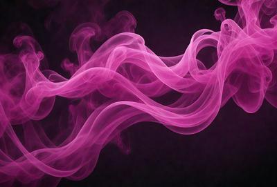 The primary subject of the image is a purple smoke or mist, which appears to be a digital art or illustration. The setting is a dark background, and the visual style gives the impression of a surreal or dreamy atmosphere. The dominant colors are purple and pink, creating a mood of mystery and intrigue.
