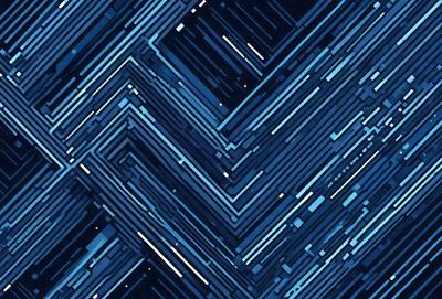 The primary subject of the image is a blue and black patterned design. The setting is a blue background, and the visual style appears to be a digital art or illustration. The colors and mood of the image are predominantly blue and black, creating a modern and sophisticated atmosphere.