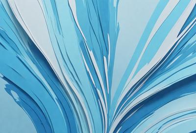 The primary subject of the image is a blue and white flowery design, which appears to be a digital art or illustration. The setting is a blue background, and the visual style is a combination of digital art and illustration. The colors and mood of the image are predominantly blue and white, creating a calm and serene atmosphere.