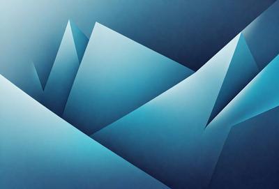 The primary subject of the image is a blue, three-dimensional structure that resembles a mountain. The setting is a dark blue background, which contrasts with the bright blue structure. The visual style is a digital art or illustration, as the structure appears to be a digital creation. The colors and mood of the image are predominantly blue, creating a calm and serene atmosphere.